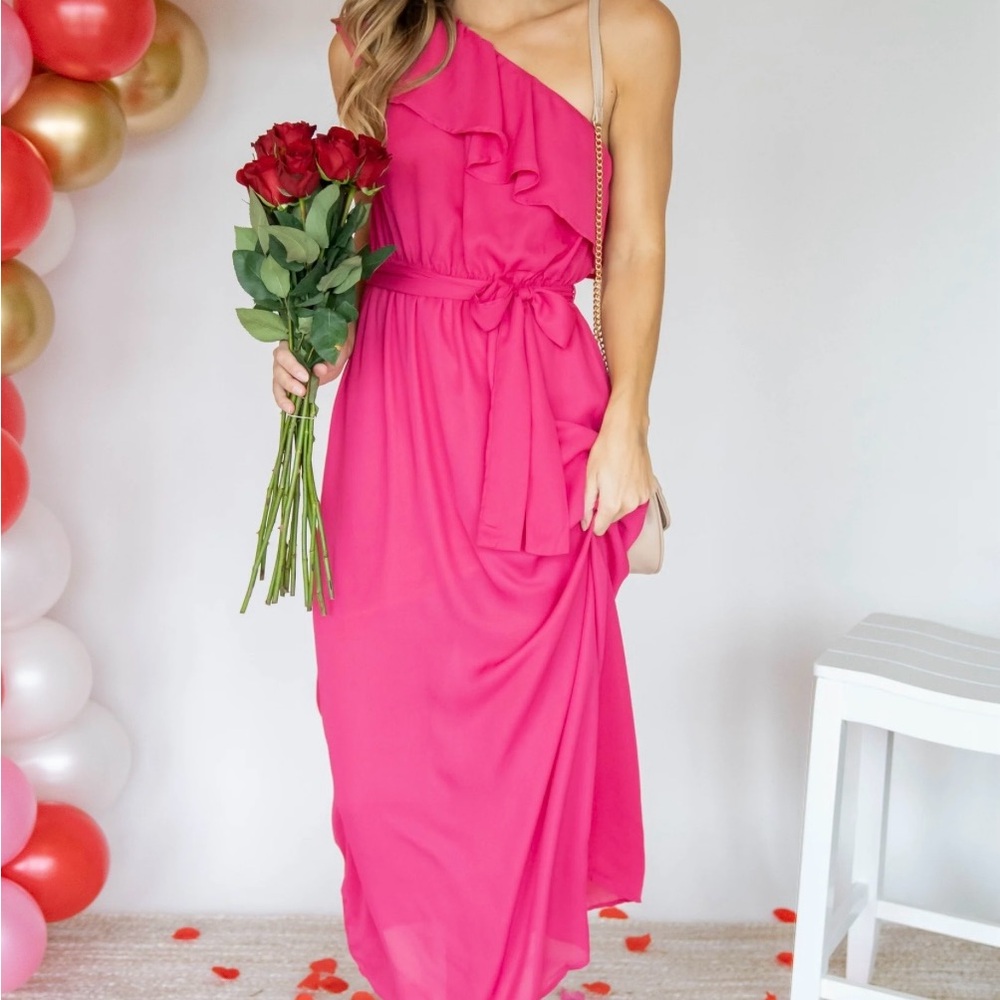Andree By Unit One Shoulder Ruffle Maxi Dress - F… - image 3
